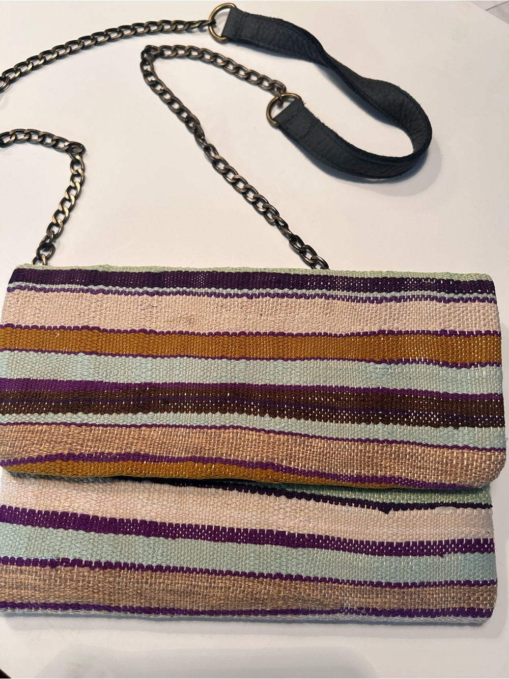 Striped woven fabric envelope style Crossbody/clutch bag